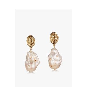 Baroque Pearl Gold Coin Earrings